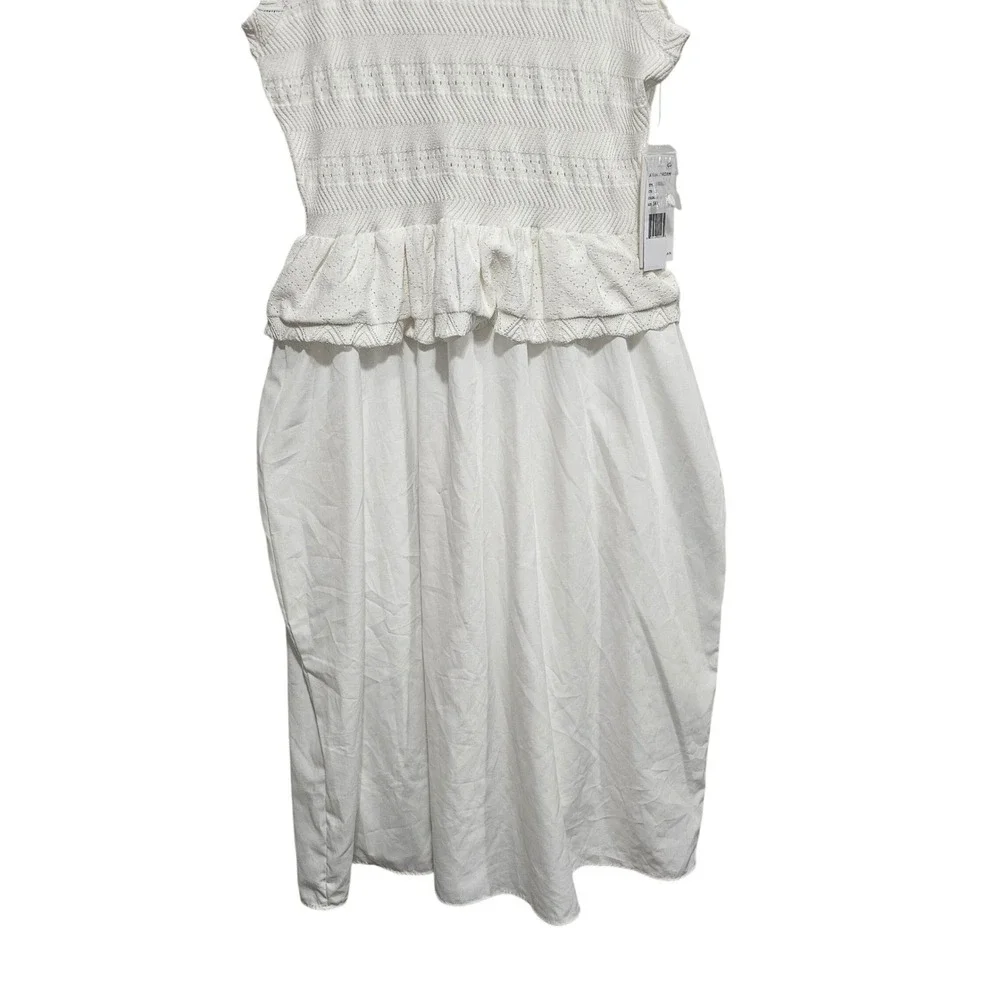 Julia Jordan‎ Mixed Media Stretch Cotton Midi Dress Size Small Color Ivory NWT